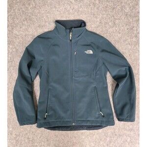 The North Face TNF Apex Softshell Jacket Womens Sz M Blue Green Full Zip Hiking